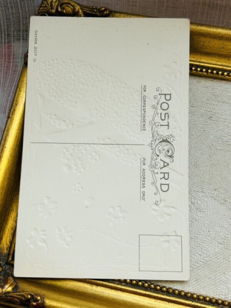 画像3: Postcard アンティークポストカード イースター  忘れな草のお花の飛行機を操縦するうさぎさん ウサギ 兎 (未使用) (3)