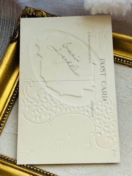 画像3: Postcard アンティークポストカード イースター  スミレのお花 十字架 うさぎさん ウサギ 兎  (3)