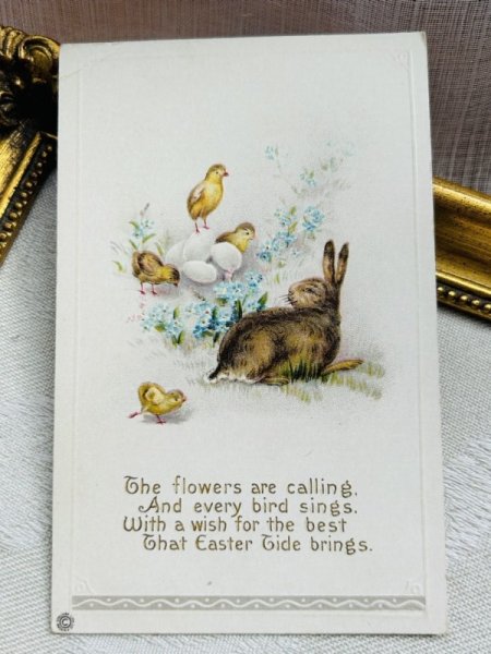 画像2: Postcard アンティークポストカード イースター  ヒヨコとうさぎさん  (2)