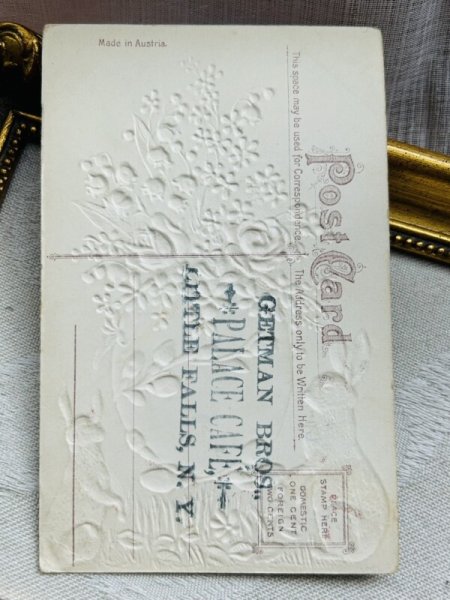 画像3: Postcard アンティークポストカード イースター  お花のイースターエッグとうさぎさん シルク布貼り (3)
