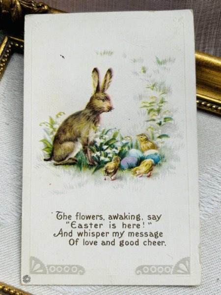 画像2: Postcard アンティークポストカード イースター  ヒヨコとうさぎさん  (2)