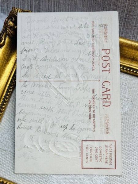 画像3: Postcard アンティークポストカード イースター  ウサギと女の子 ハート イースターエッグ 卵  (3)