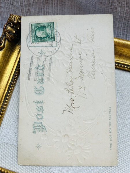 画像3: Postcard　アンティークポストカード　イースター 　寄り添う白ウサギ　デイジー　 (3)