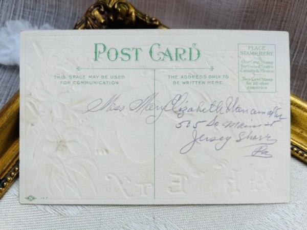 画像3: Postcard　アンティークポストカード　イースター 　ヒヨコを運ぶウサギ車　 (3)