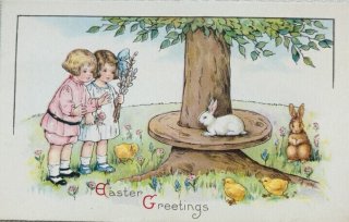 ★ベルギーアンティークアルバム/カード25枚セット★POSTCARD/イースター イギリスの21歳のバースデーカード鳥と鍵1930年代頃 gh-292の