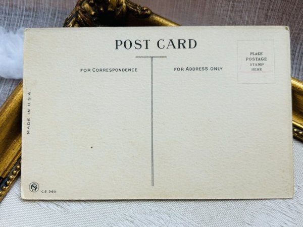画像3: Postcard アンティークポストカード イースター  ヒヨコの卵車に乗る女の子を押すウサギさん アメリカ(未使用) (3)