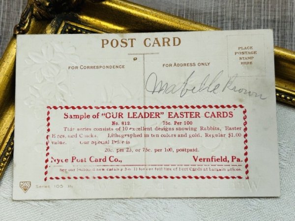 画像3: Postcard　アンティークポストカード　イースター 　卵とウサギ　スミレ (3)