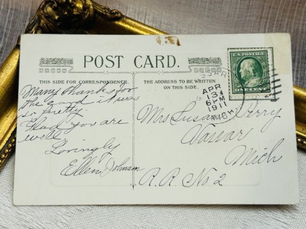 画像3: Postcard アンティークポストカード イースター  ウサギ 藤の花 (3)