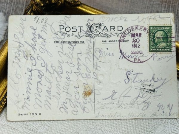 画像3: Postcard アンティークポストカード イースター  人参とウサギ 水仙 (3)