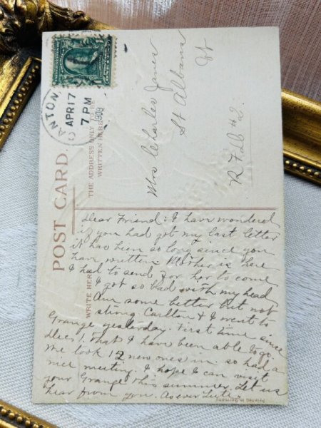 画像4: Postcard アンティークポストカード イースター  忘れな草のお花とうさぎさん 卵  (4)