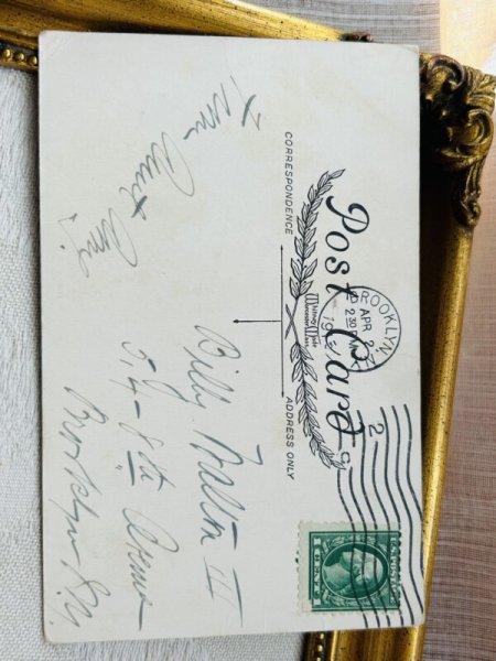 画像4: Postcard アンティークポストカード イースター  うさぎ車で卵を運ぶキューピッド (4)