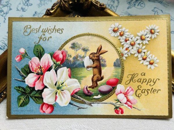 画像2: Postcard　アンティークポストカード　イースター 　卵を運ぶウサギさん　うさぎ　（未使用） (2)
