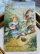 画像2: Postcard　アンティークポストカード　イースター 　ウサギさんと女の子　イースターエッグ　卵　うさぎ　アメリカ1908年 (2)