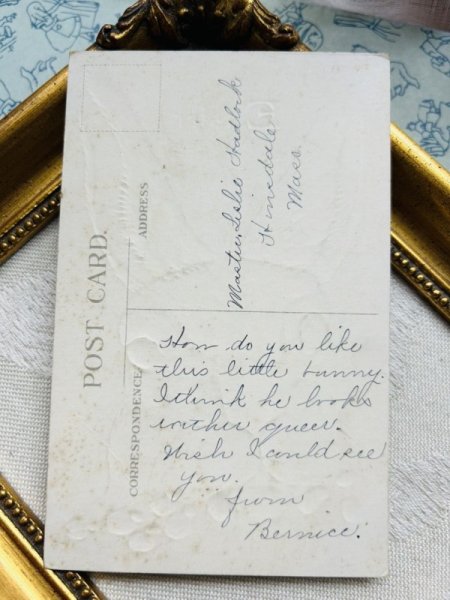 画像3: Postcard　アンティークポストカード　イースター 　ウサギさんとネコヤナギ　うさぎ (3)