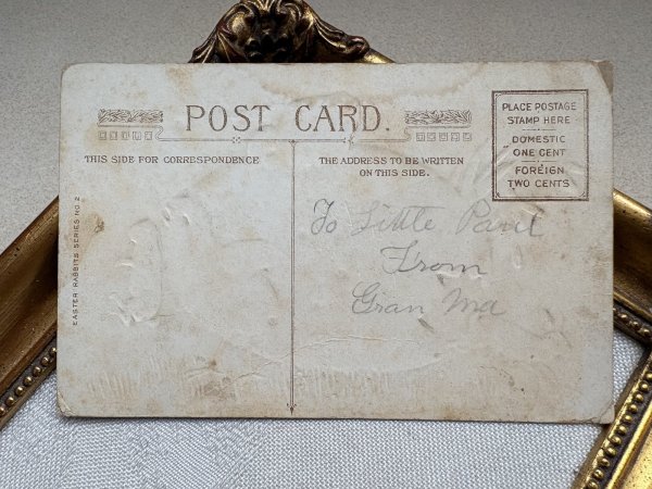 画像3: Postcard 　アンティークポストカード   イースター　ヒヨコにつまみ出されるウサギ　うさぎ　卵 (3)