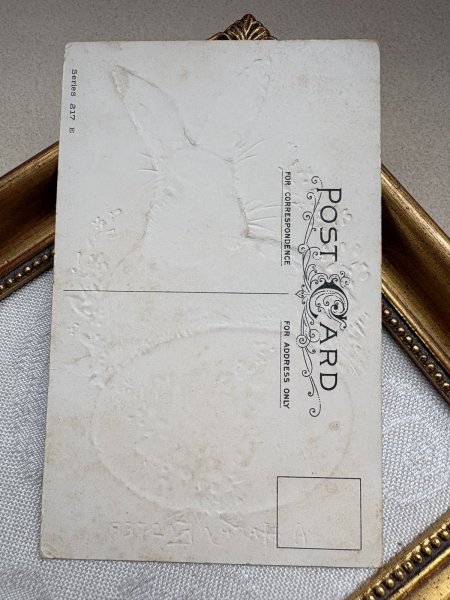 画像2: Postcard 　アンティークポストカード   イースター　赤い卵とウサギ　うさぎ　兎　（未使用） (2)