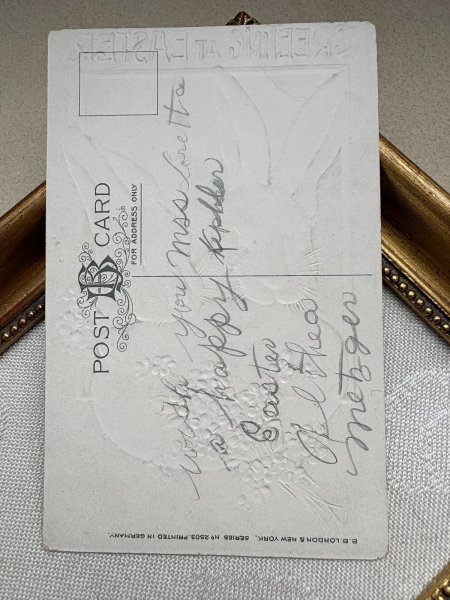 画像3: Postcard 　アンティークポストカード   イースター　卵とウサギと忘れな草のお花　うさぎ　兎　 (3)