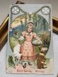 画像4: Postcard 　アンティークポストカード   イースター　ウサギと羊と女の子　卵　うさぎ　兎　メタル　 (4)