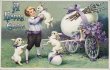 画像1: Postcard 　アンティークポストカード   イースター　ウサギと男の子　スミレ　卵　うさぎ　兎　1912年 (1)