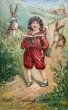 画像1: Postcard 　アンティークポストカード   イースター　ウサギと男の子　うさぎ　兎　アメリカ1908年 (1)