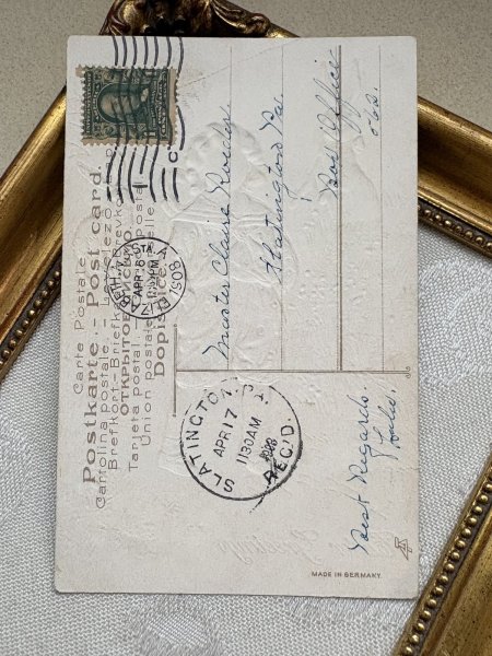 画像3: Postcard 　アンティークポストカード   イースター　ウサギと男の子　うさぎ　兎　アメリカ1908年 (3)