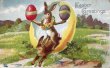 画像1: Postcard 　アンティークポストカード   イースター　ウサギの曲芸師さん　卵　兎　うさぎ　 (1)