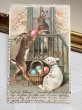 画像2: Postcard 　アンティークポストカード   イースター　卵を渡すウサギさん　羊　卵　兎　うさぎ　1908年 (2)