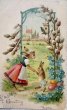 画像1: Postcard 　アンティークポストカード   イースター　ウサギさんの親子　兎　うさぎ　1907年 (1)