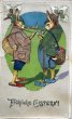画像1: Postcard 　アンティークポストカード   イースター　パイプ煙草を吸うウサギさん　兎　うさぎ　ドイツ1928年 (1)