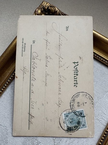 画像4: Postcard 　アンティークポストカード   イースター　ウサギさんが乗る卵の羊車　兎　うさぎ　スイス1906年 (4)