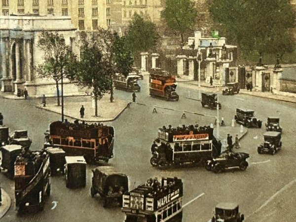 画像2: Postcard  アンティークポストカード ロンドン マーブルアーチ バス 自動車 イギリス1930年 (2)