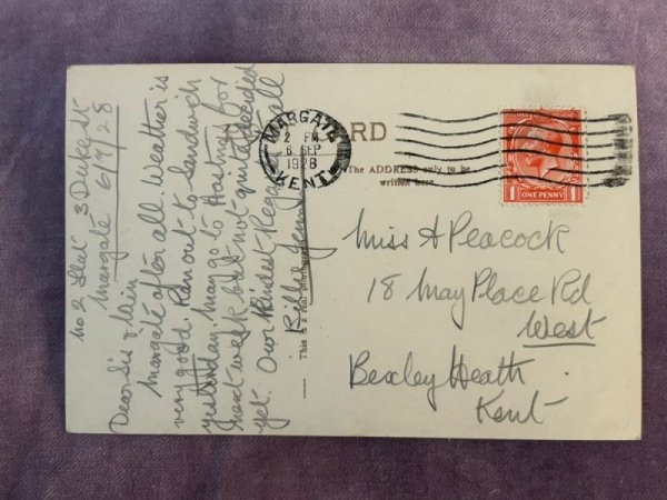 画像2: Postcard  アンティークポストカード　キングスゲート城　イギリス　写真　1928年 (2)