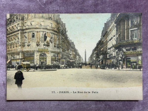 画像1: Postcard  アンティークポストカード　La Rue de la Paix　パリ　フランス　 (1)