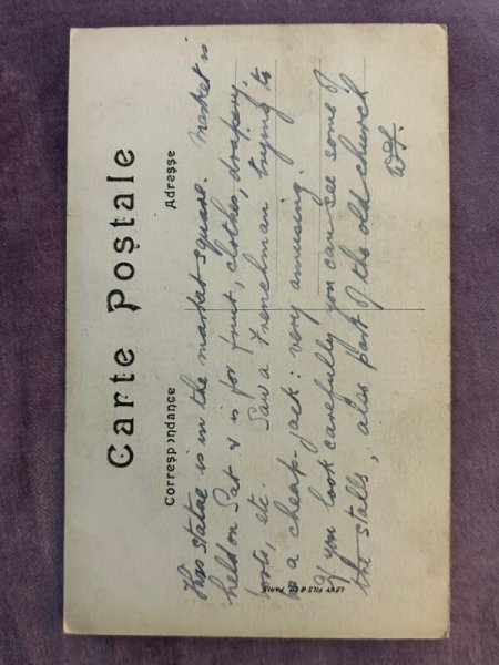 画像2: Postcard  アンティークポストカード　DIEPPE　ディエップ　銅像の前の子どもたち　フランス　 (2)