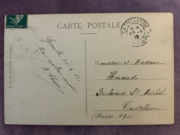 画像2: Postcard  アンティークポストカード　Grenoble　グルノーブル　フランス1912年 (2)