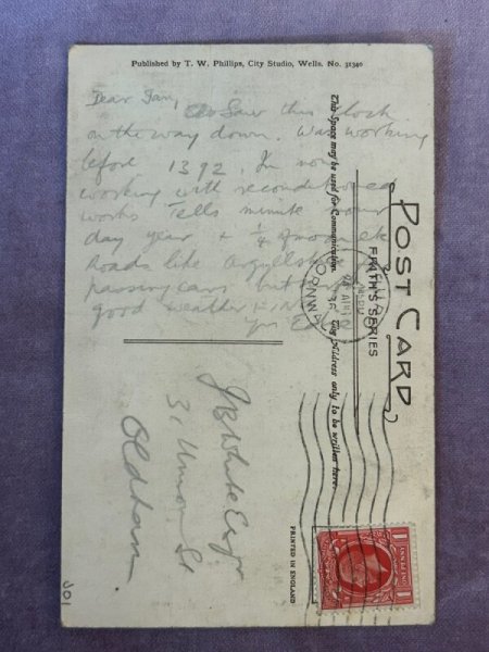 画像2: Postcard  アンティークポストカード　ウェルズ大聖堂　ライトフット時計　Lightfoot's Clock イギリス (2)