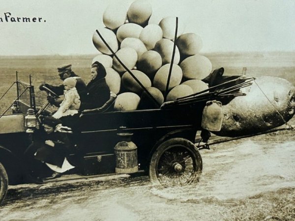 画像2: Postcard  アンティークポストカード　モダンな農家　大きなジャガイモと卵を自動車で運ぶ人々　カナダ1910年　写真 (2)