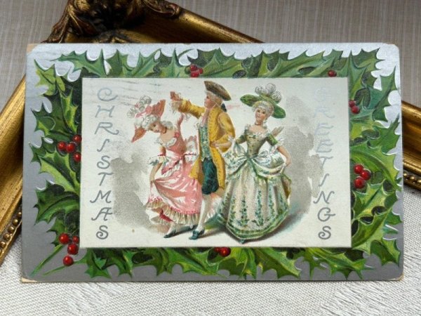 画像2: Postcard アンティークポストカード クリスマス 舞踏会 ダンス 1909年 (2)