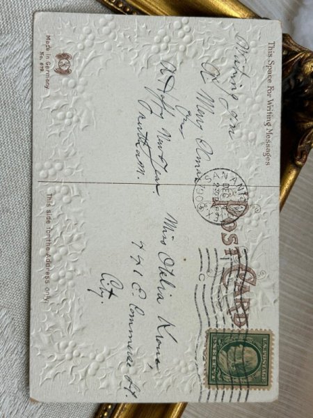 画像3: Postcard アンティークポストカード クリスマス 演奏をする子どもたち バイオリン タンバリン (3)