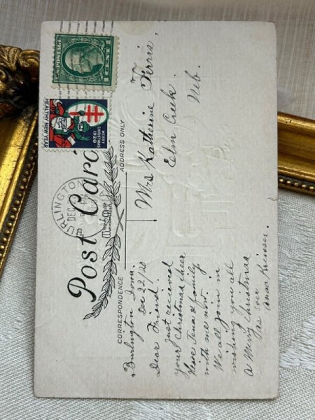 画像3: Postcard　アンティークポストカード　クリスマス　男の子とおばあさん　プレゼント (3)