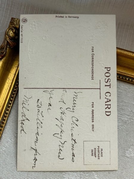 画像4: Postcard　アンティークポストカード　クリスマス　ポインセチア　教会 (4)