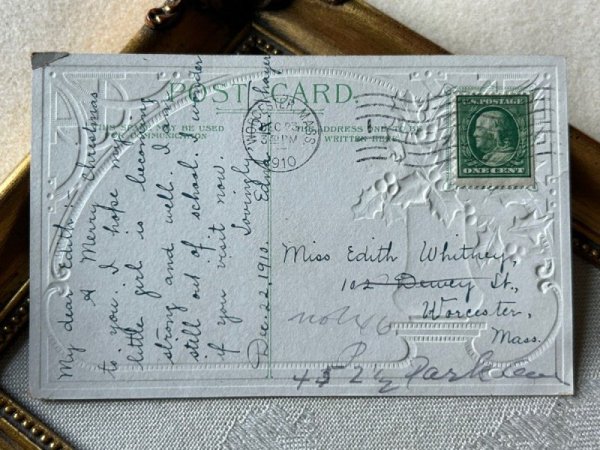 画像4: Postcard　アンティークポストカード  クリスマス　天使　横顔　ホーリー (4)