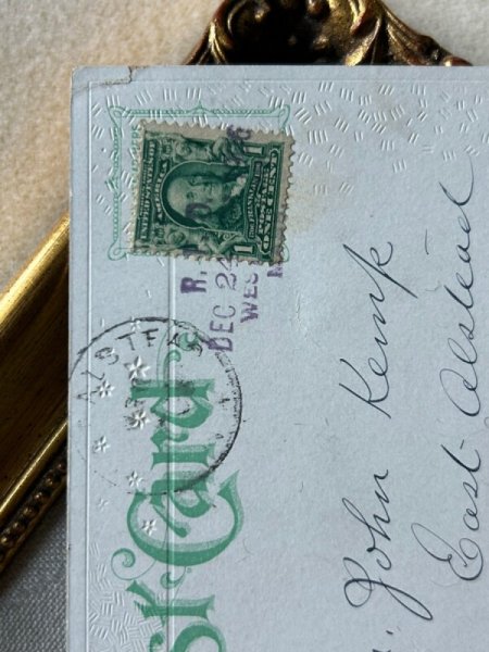 画像3: Postcard　アンティークポストカード  クリスマス　祈る天使たち　教会　ホーリー (3)