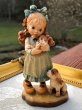 画像1: Vintage  ANRI dolls アンリ人形　木彫り人形　子犬を抱く女の子　11cm　サラ・ケイ　OUR PUPPY / SARAH KAY　4000体限定 (1)