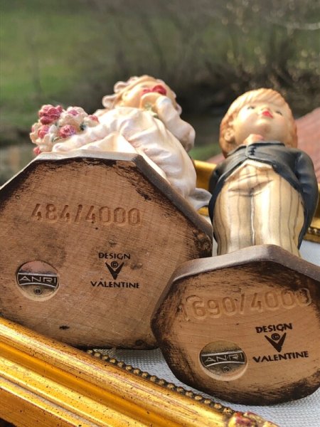 画像16: Vintage  ANRI dolls アンリ人形　木彫り　ウエディング　花嫁18cm　花婿17cm　2体セット　4000体限定 サラ・ケイ (16)