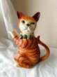 画像1: Vintage Cat Tea Pot  TONY WOOD  ビンテージ　茶トラ猫のティーポット　トニーウッド　イギリス1980年代 (1)