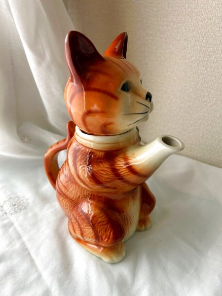 画像6: Vintage Cat Tea Pot  TONY WOOD  ビンテージ　茶トラ猫のティーポット　トニーウッド　イギリス1980年代 (6)