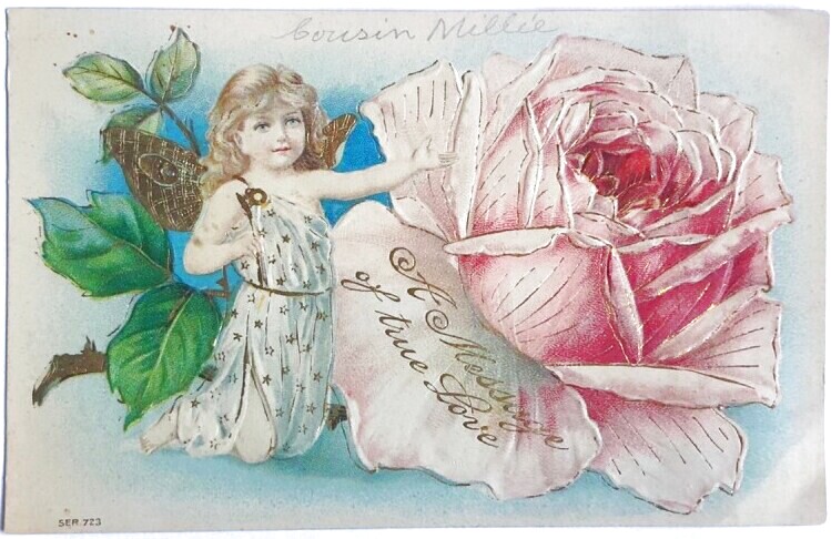お取り置きフランスアンティークポストカード sarahちゃん かわい天使
