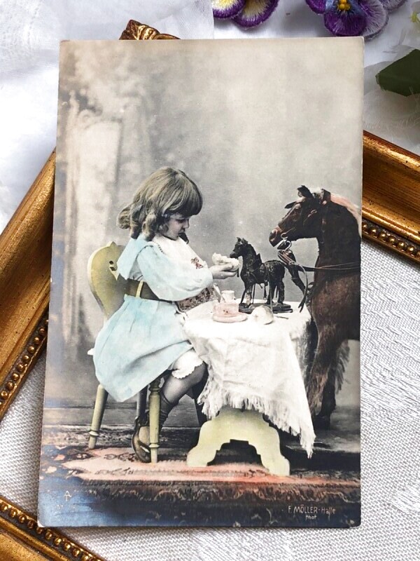 お取り置きフランスアンティークポストカード サラ sara 美しい3人 - 写真