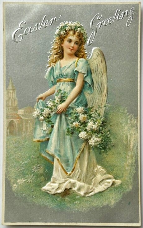 イギリスアンティークポストカード 可愛い天使 - 印刷物